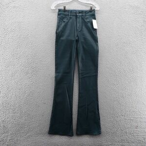 Paige‎ High Rise Laurel Canyon Flare Jeans Womens Size 24 Green Coated NEW